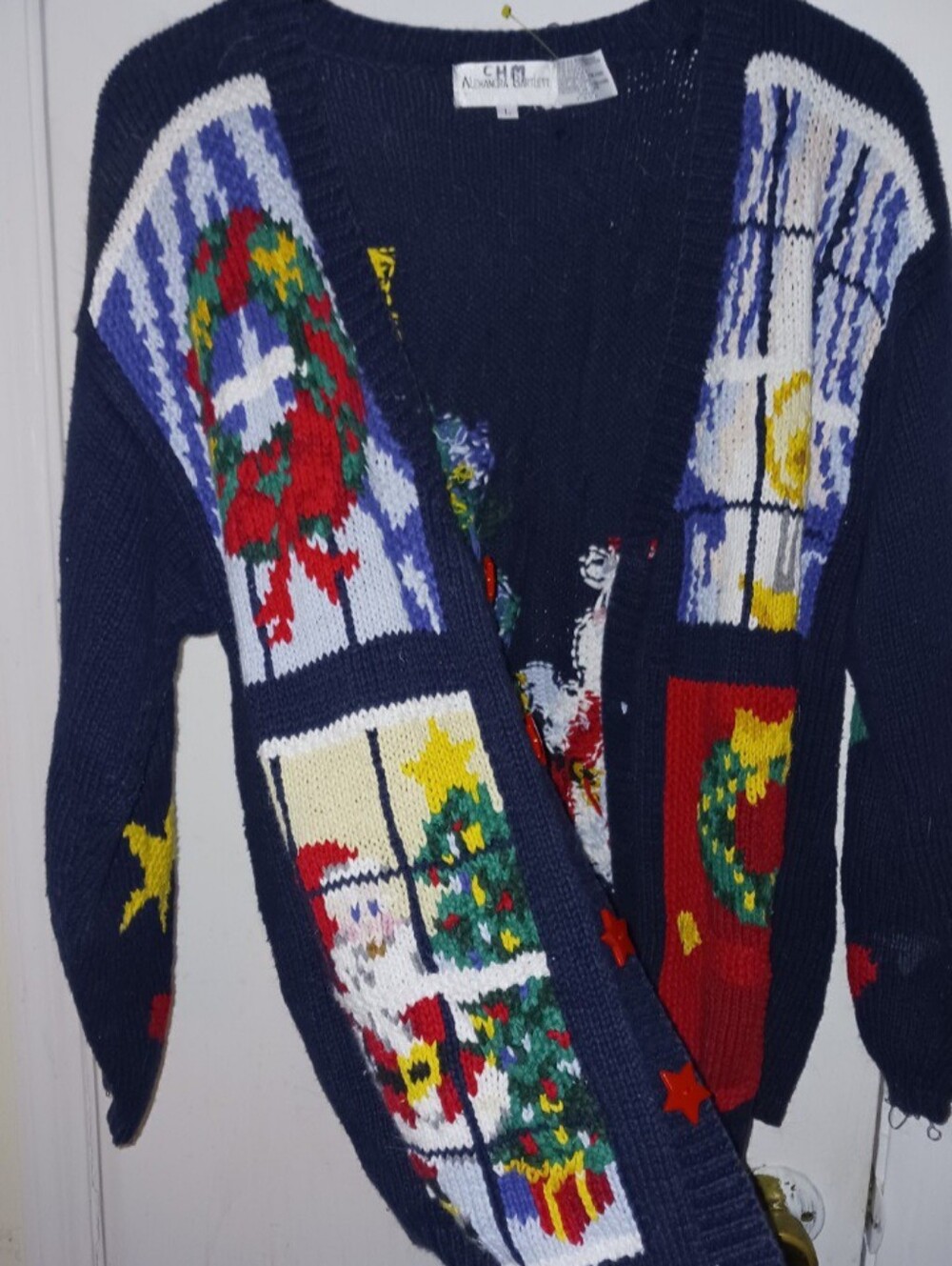 Alexandra Bartlett Christmas School Teacher Cardigan Women's Large Ugly sweater